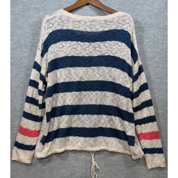 Cato Women's Sweater 22/24 W Nautical Anchor  Blue Cream Stripes Beach - Picture 6 of 6